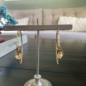 Henri bendel crystal gold hoop earrings